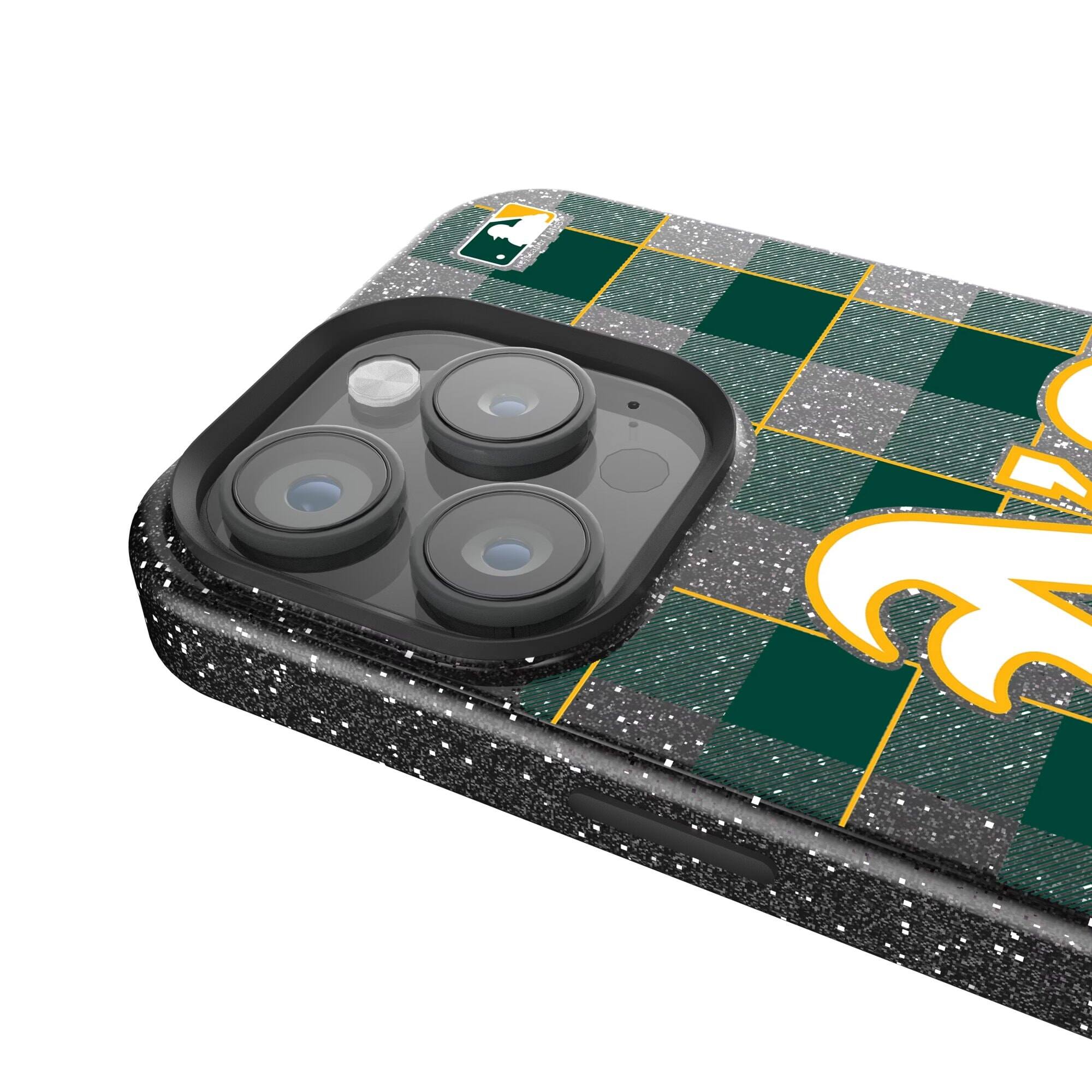 Alt View 3. Keyscaper - Athletics Plaid Bling iPhone Case - 16 Pro Max - Black.