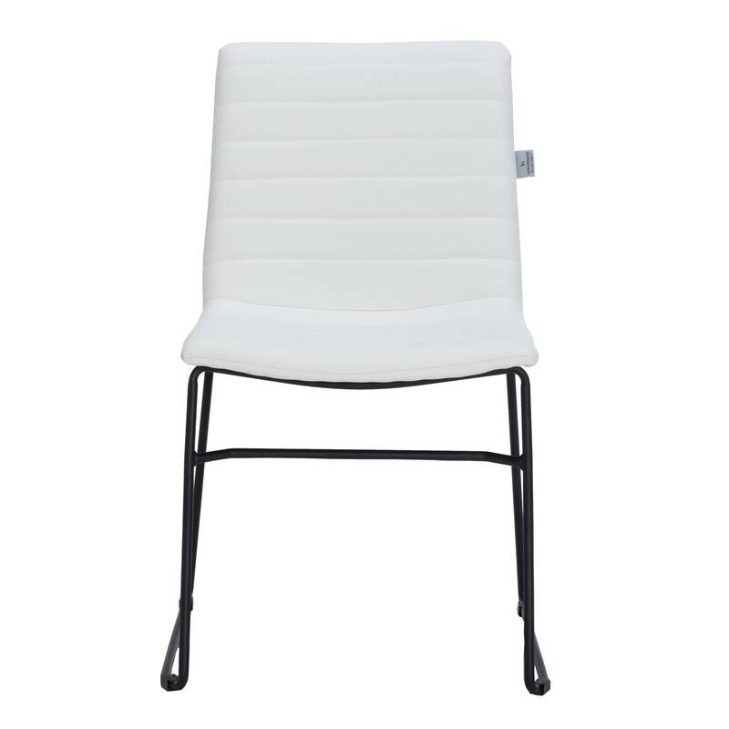 Alt View 4. LeisureMod - Zylar Office Guest Chair with PU Leather, Foam Cushion & Stainless Steel Base - White.