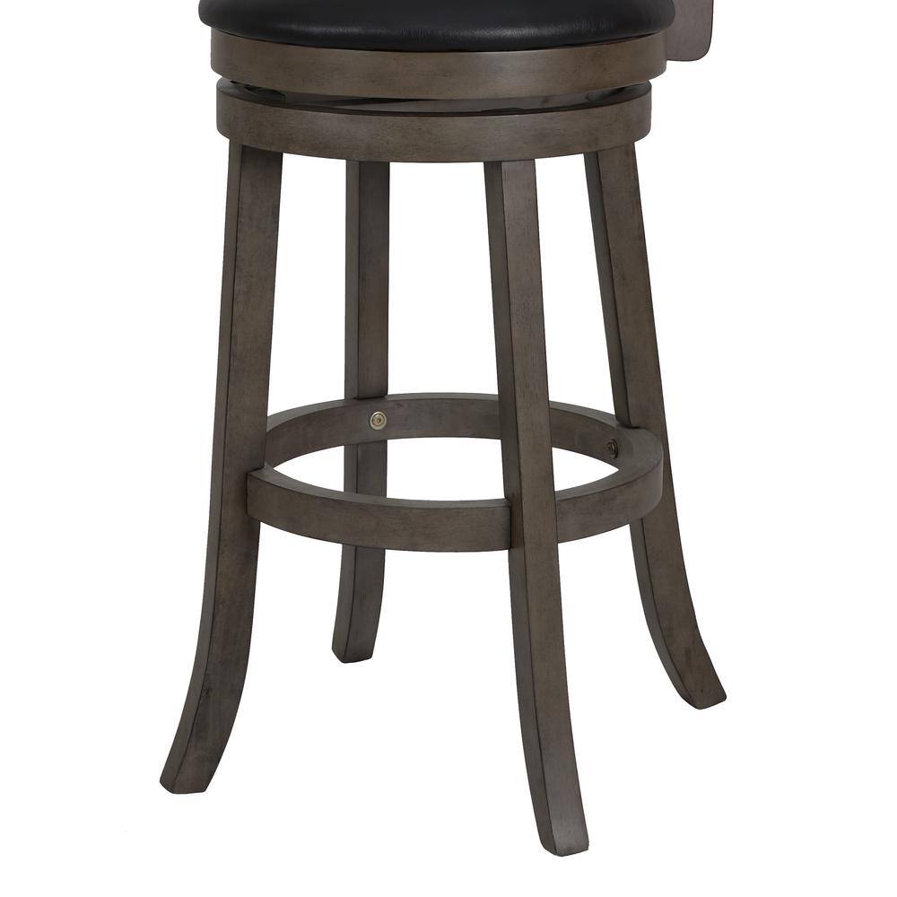 Angle. New Classic Furniture - Manchester 29" Wood Bar Stool with Black PU Seat in Ant Gray - Gray.