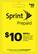 Front. Sprint Prepaid - $10 Top-Up Prepaid Card - Yellow.