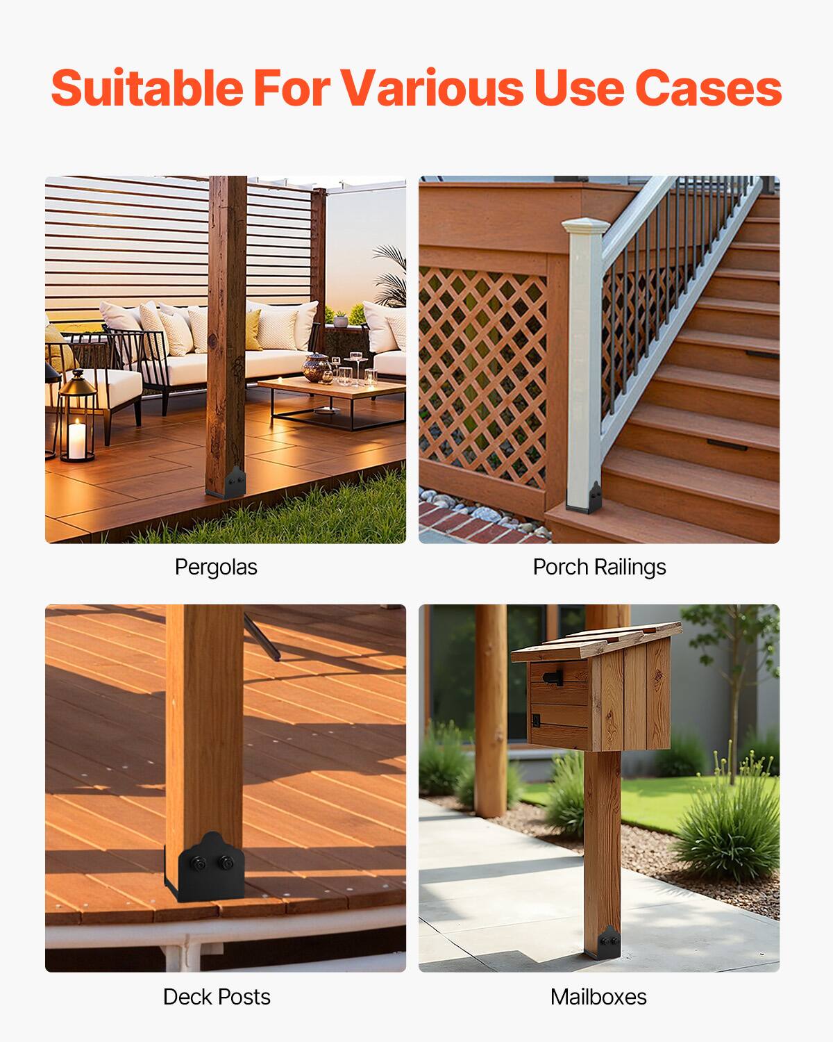 Suitable For Various Use Cases

- Pergolas
- Porch Railings
- Deck Posts
- Mailboxes