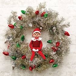 Angle. BreeBe - Red Felt Bendable Retro Elf Ornament - Red,White.