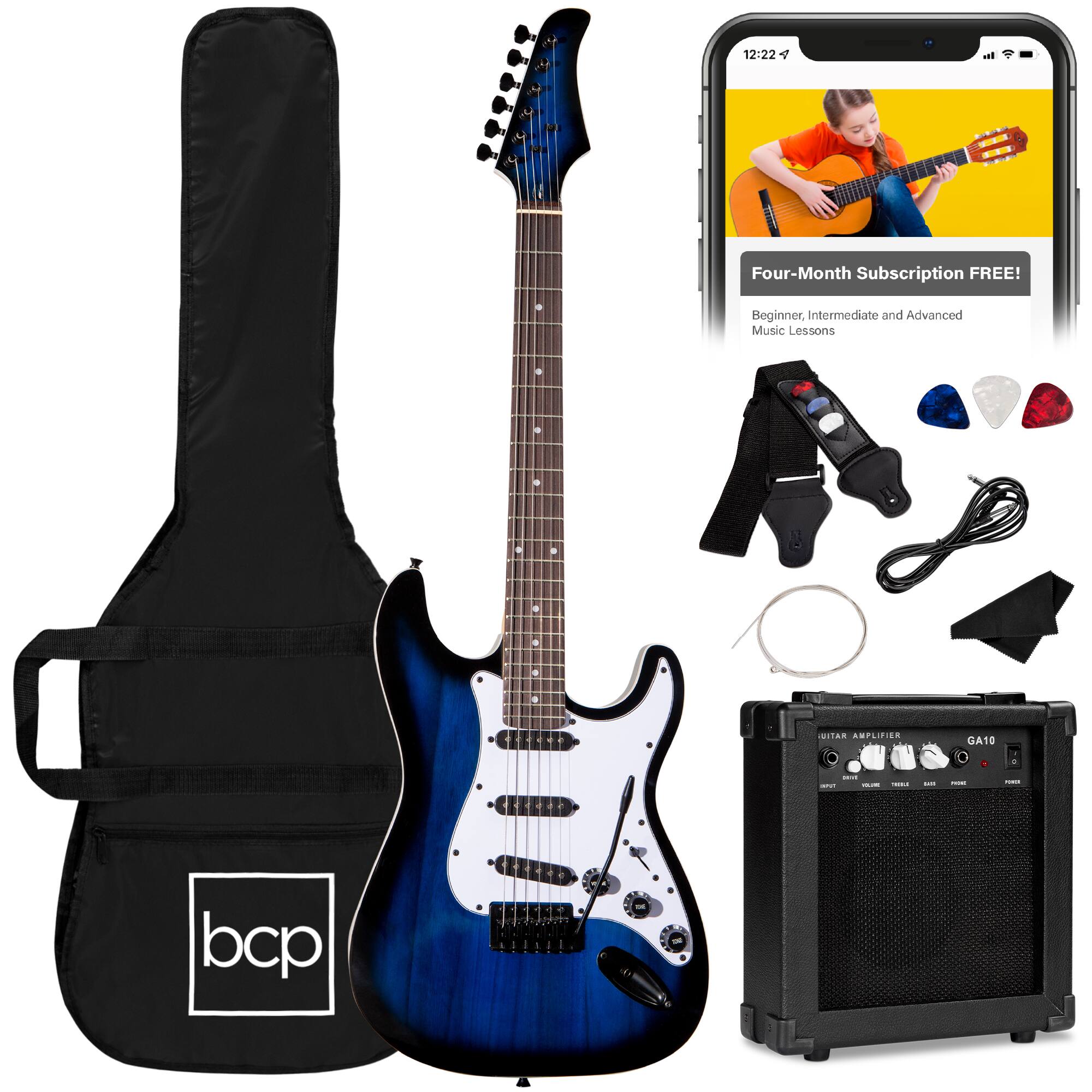 Best Choice Products - 39in Full Size Beginner Electric Guitar Kit with Case, Strap, Amp, Whammy Bar - Hollywood Blue