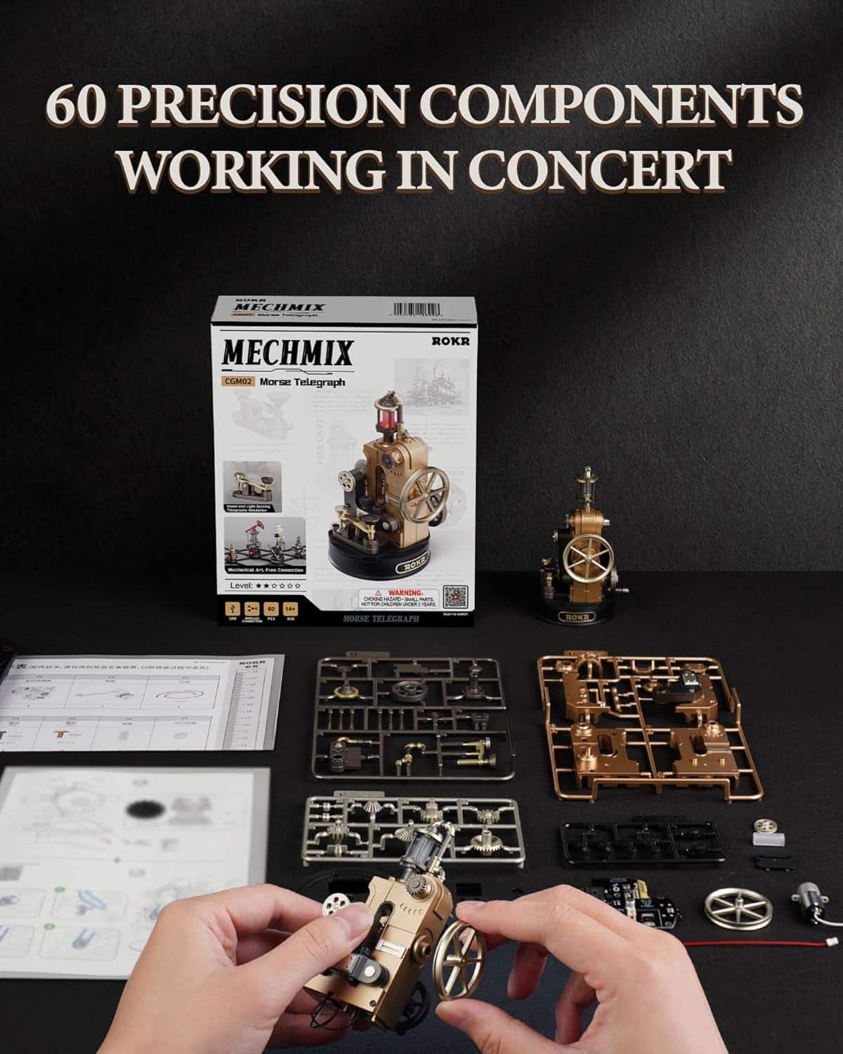 3-2673 スワロフスキー　ミニチュアハイヒール・楽器5点セット Robotime ROKR Morse Telegraph Metal 3D Puzzle Mechanical Model