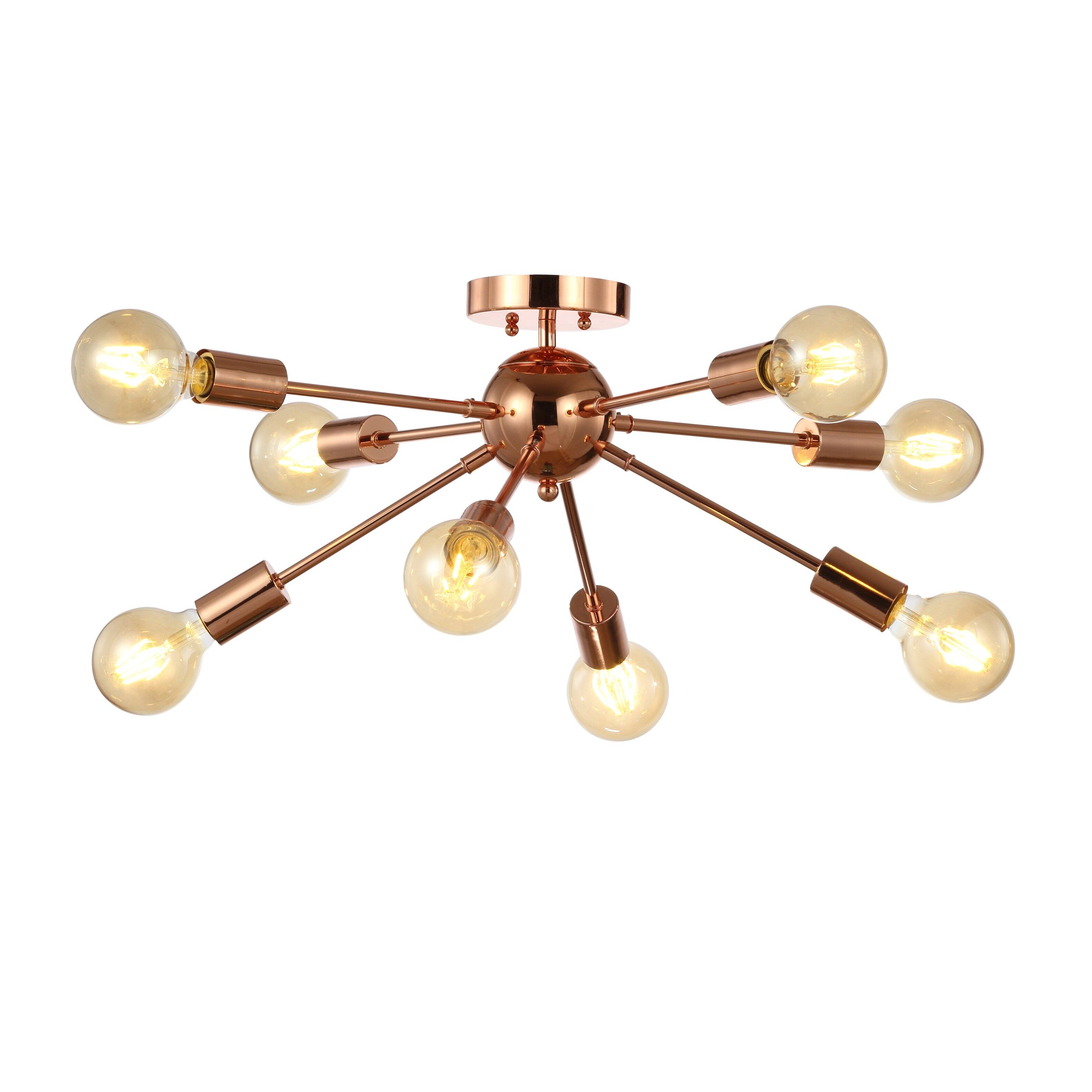 Front. Jonathan Y - Copper 30.5" 8-Light Sputnik Metal LED Flush-Mount, Copper - Copper.