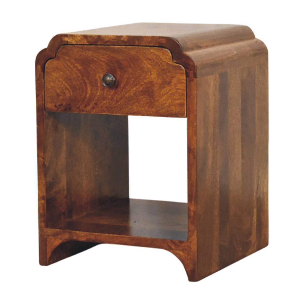 Angle. Artisan Furniture - Artisan Furniture Solid Wood Newton Mini Chestnut Nightstand with a Drawer and Open shelf - Chestnut.