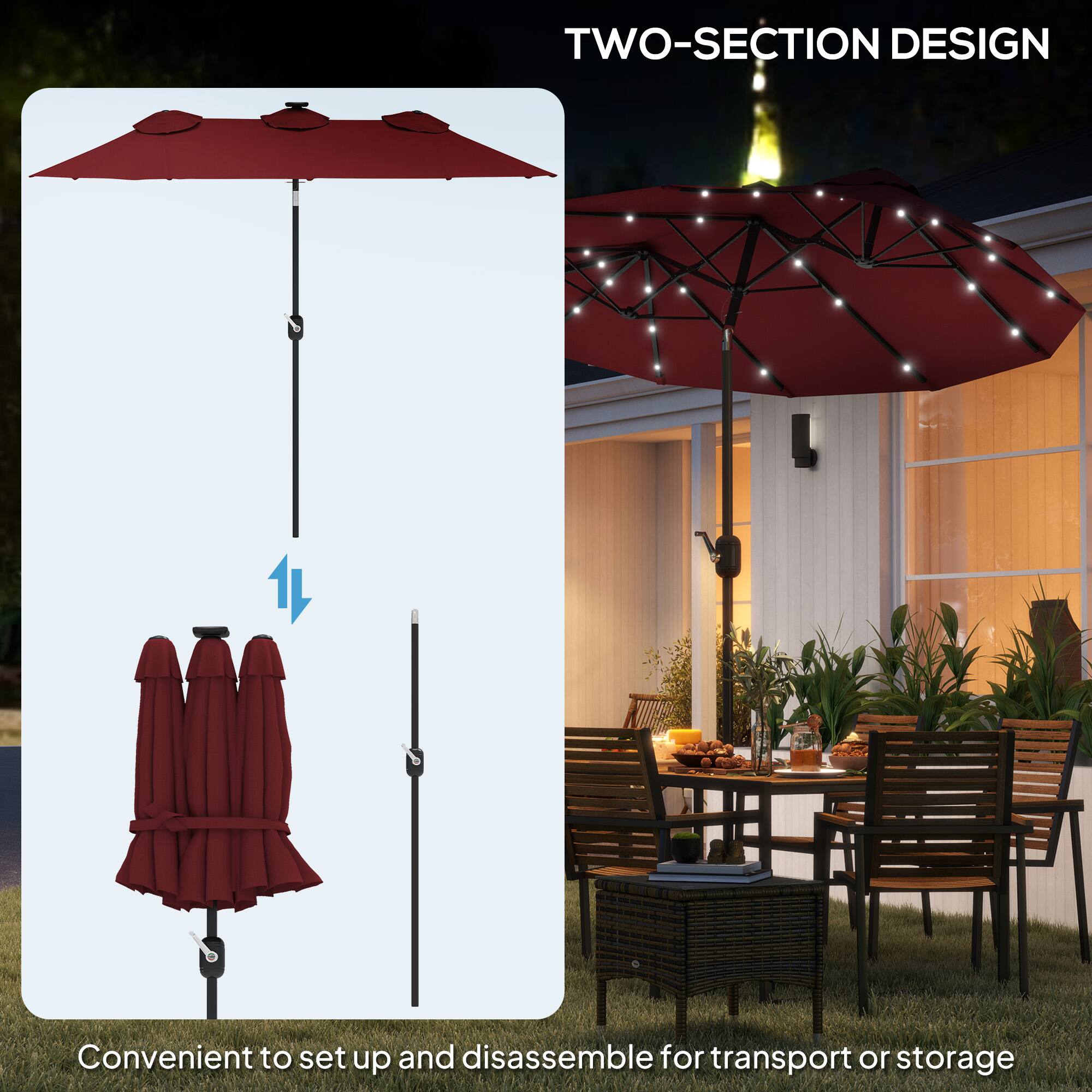TWO-SECTION DESIGN
Convenient to set up and disassemble for transport or storage