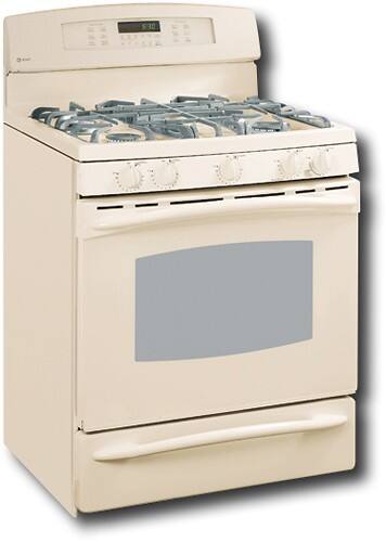 Angle Standard. GE - Profile 30" Self-Cleaning Freestanding Convection Gas Range - Bisque-on-Bisque.