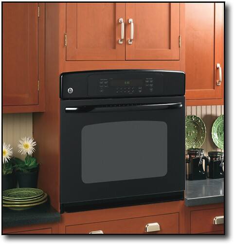 Angle Standard. GE - 30" Built-In Single Electric Convection Wall Oven - Black-on-Black.