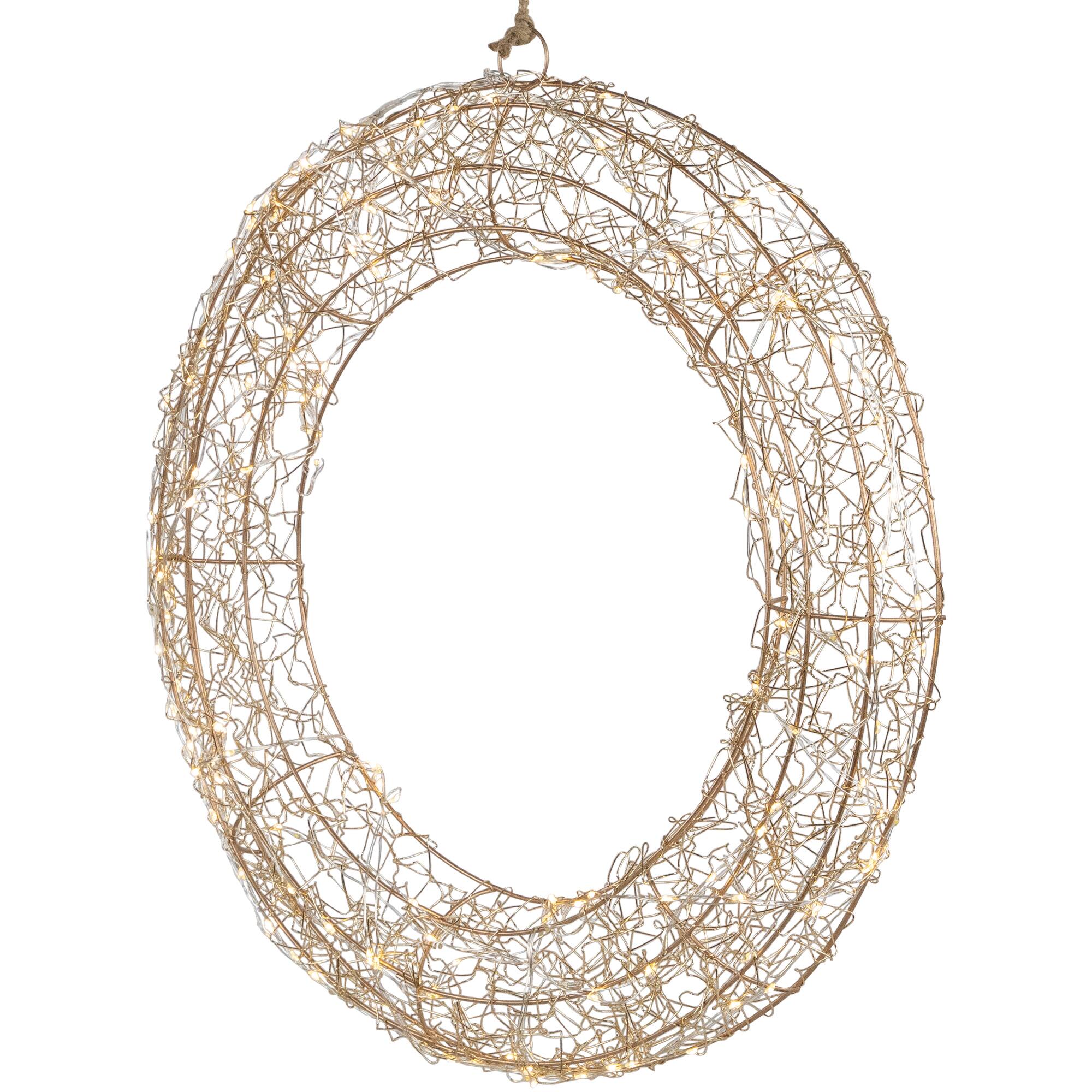 Alt View 3. Northlight - 18" LED Lighted Gold Wire Wreath Outdoor Christmas Decoration - Gold.