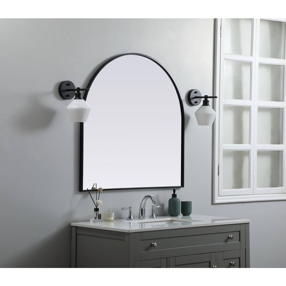 Alt View 4. Elegant Decor - Metal Frame Arch Mirror 36x36 Inch in Black - Black.