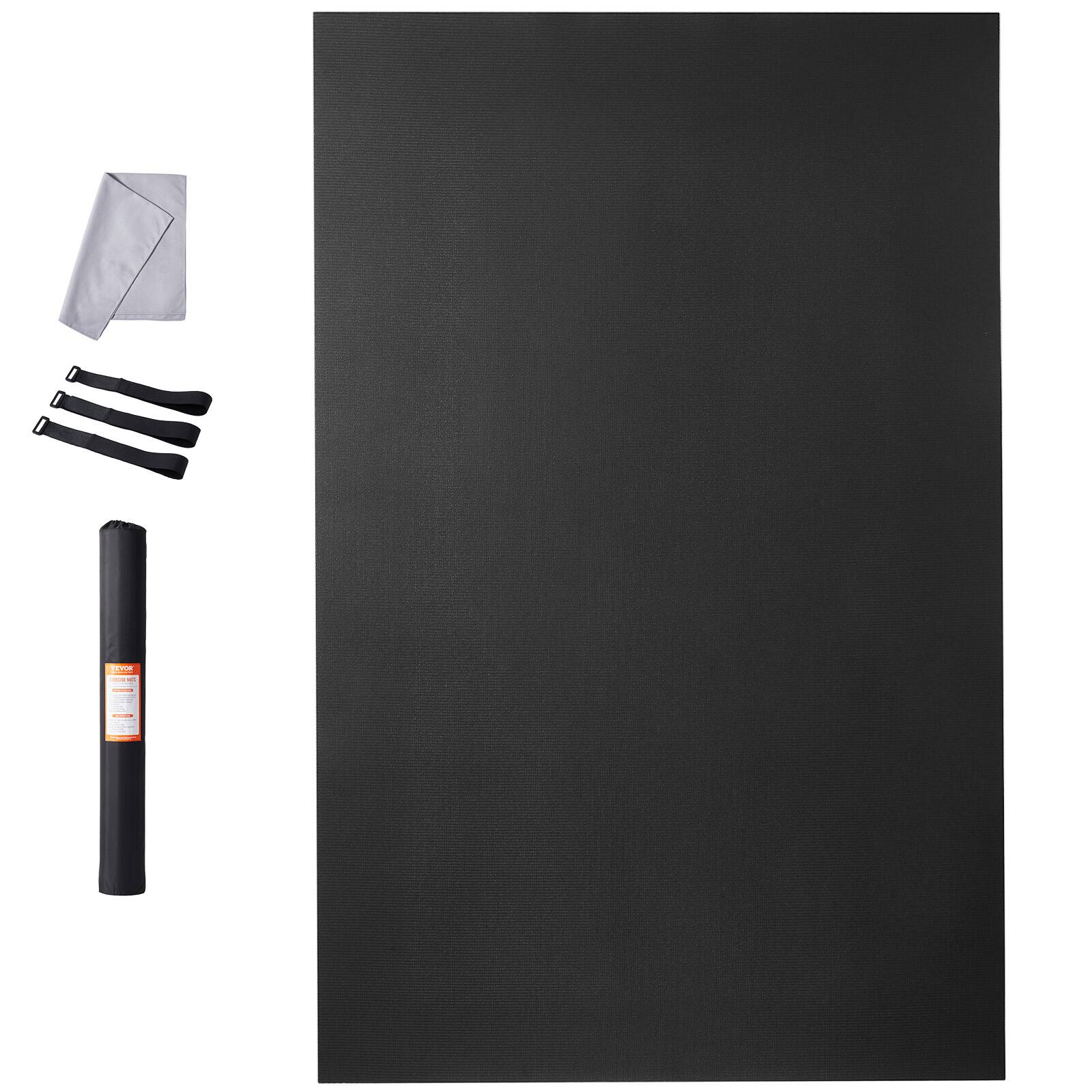 Alt View 5. VEVOR - Exercise Mat, Non Slip High Density Premium Yoga Mat, Fitness & Exercise Mat with Bag & Carry Strap,(9x6ft) - Black.