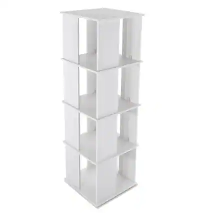 Front. Home Collection - 4 Tiers 360° Rotating Bookshelf Bookcase Storage - White.