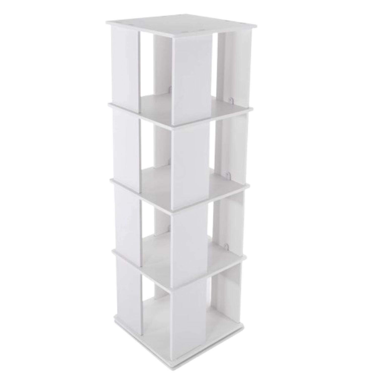 Front. Home Collection - 4 Tiers 360° Rotating Bookshelf Bookcase Storage - White.