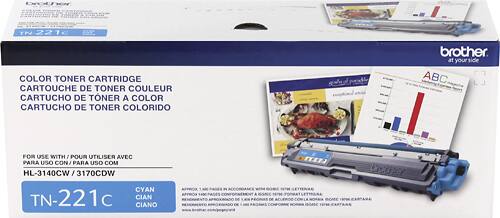 Brother - TN221C Toner Cartridge - Cyan - Larger Front