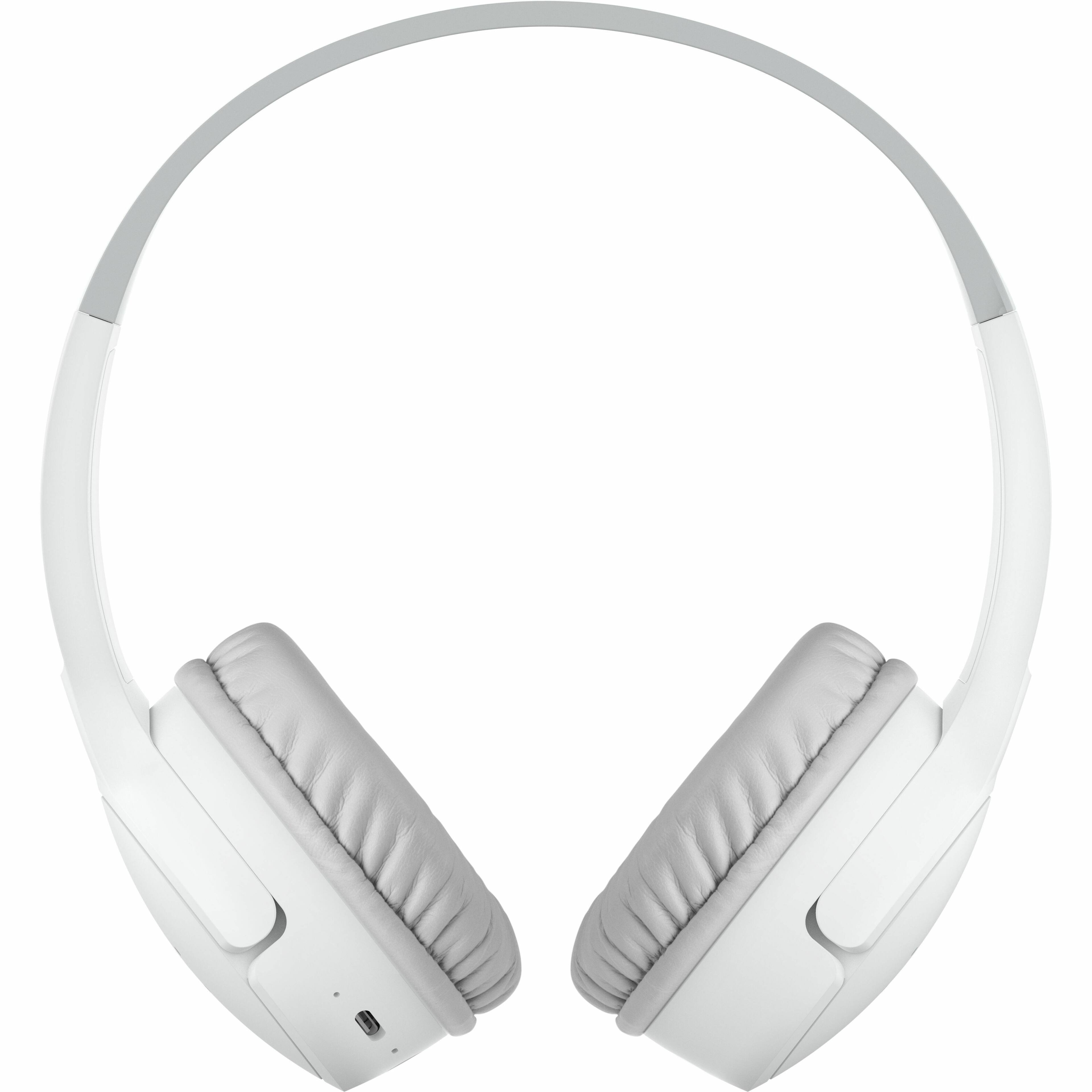 Alt View 2. Belkin - Belkin Wireless Bluetooth On-Ear Headphones for Kids w/ Mic - 85dB Limit - w/ USB-C Cable - Headset - White - Stereo - White.