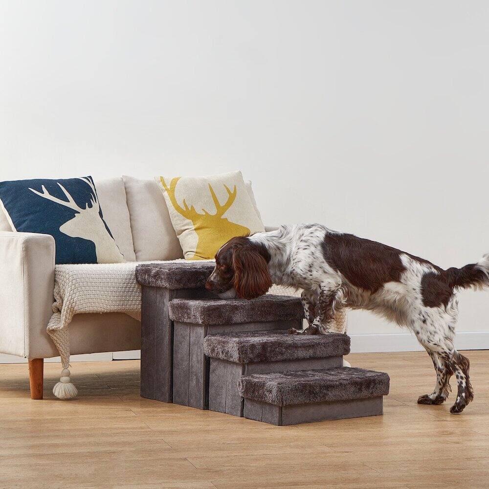 Alt View 4. PetPals - Charcoal 4 Level Pet Stairs - Gray.