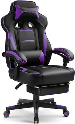 GTPlayer - Gaming Chair with Footrest Big and Tall Racing Style Computer Chair - Purple