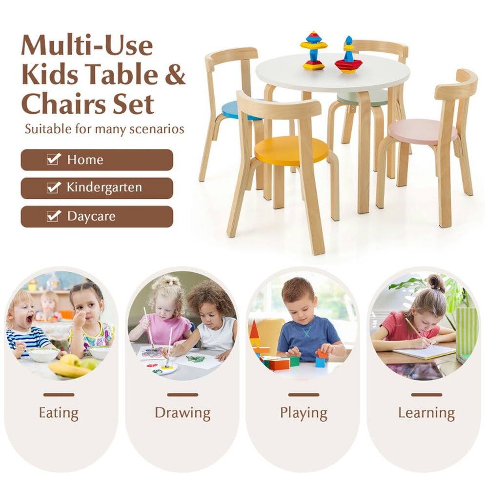 Multi-Use Kids Table & Chairs Set  
Suitable for many scenarios  
- Home  
- Kindergarten  
- Daycare  

Eating  
Drawing  
Playing  
Learning