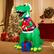 Alt View 4. Costway - 6FT Inflatable Christmas Dinosaur Dinosaur Decoration with LED Lights & Gift Box - Multicolor.