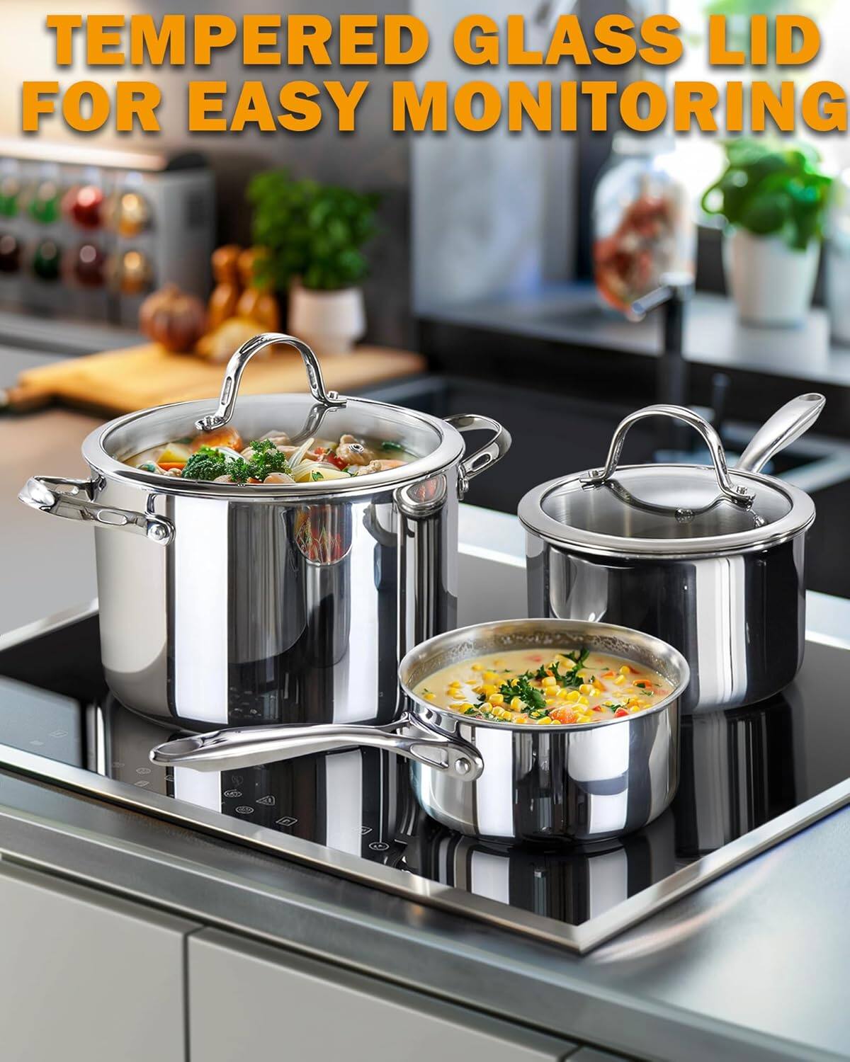 Tempered Glass Lid for Easy Monitoring