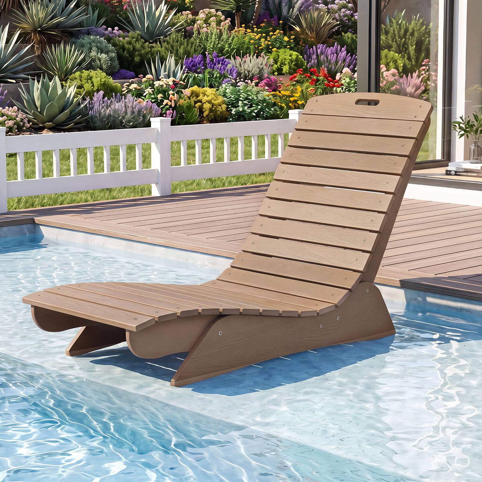 Alt View 1. Costway - Costway 2 PCS HDPE In-Pool Lounge Chair for 5.5"-8.5" Water Depth Anti-Float for Poolside - Brown.