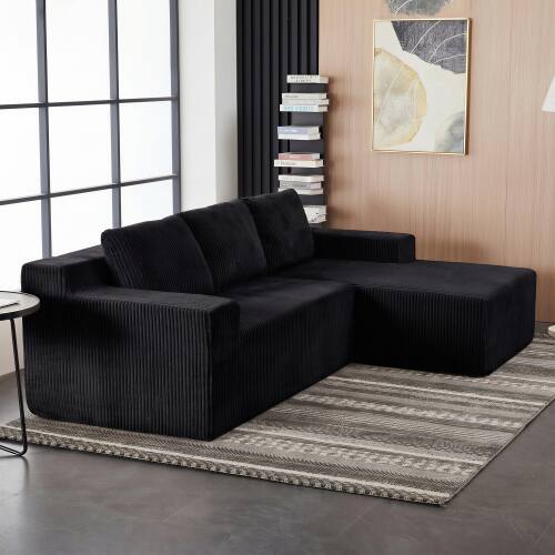 A black sectional sofa