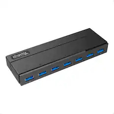 Front. Plugable - USB Hub with Charging - USB 3.0, 7-Port,36W, Driverless - Black.
