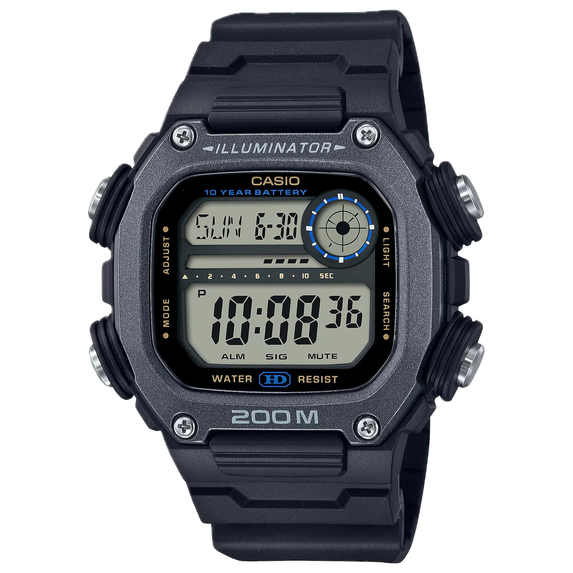 Casio - Men's Heavy-Duty Digital Sport Watch with Dial - DW-291HX-1AV - Black