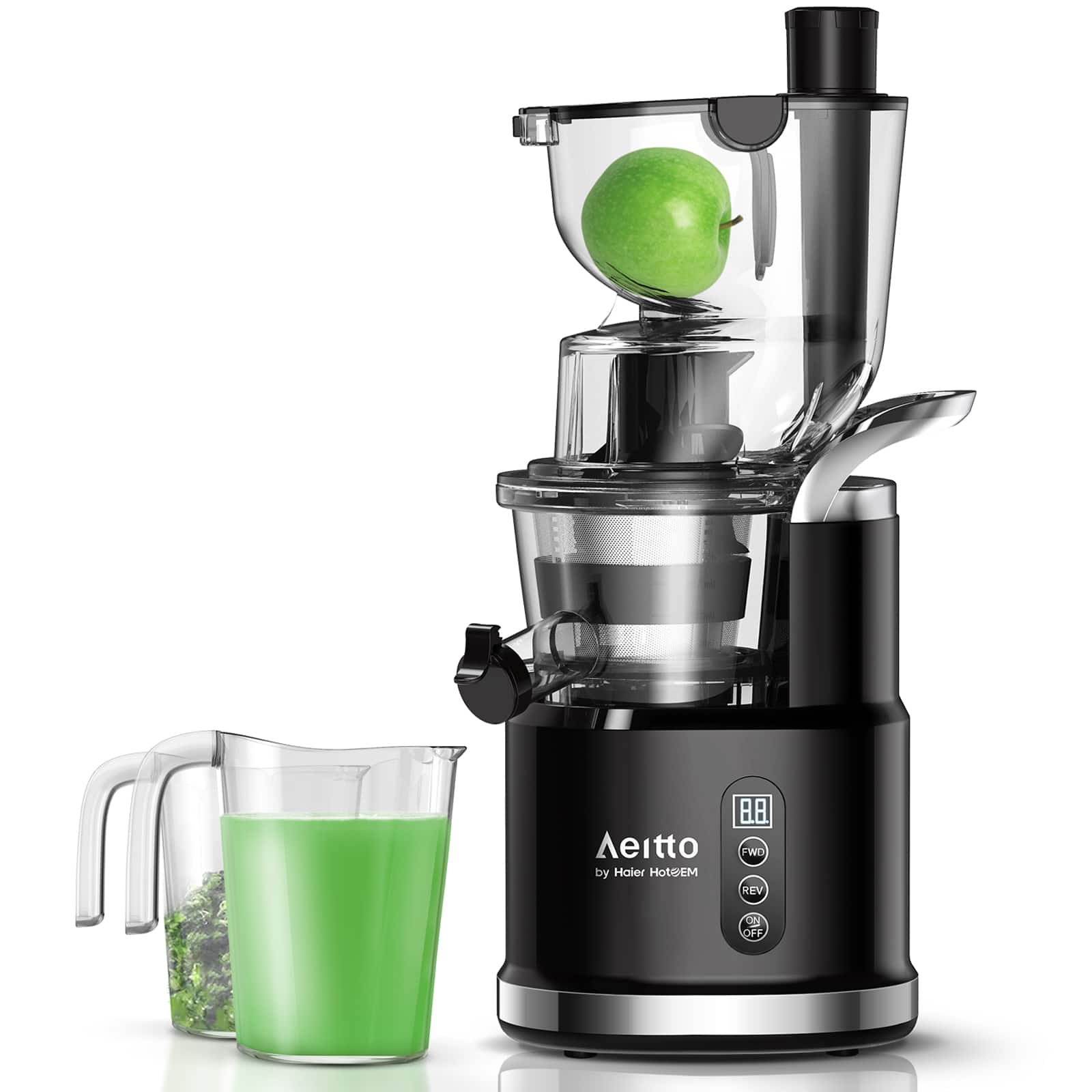 Juicer Machine, Aeitto Cold Press Juicer with Big Wide 83mm Chute 900ml Juice Cup - Black
