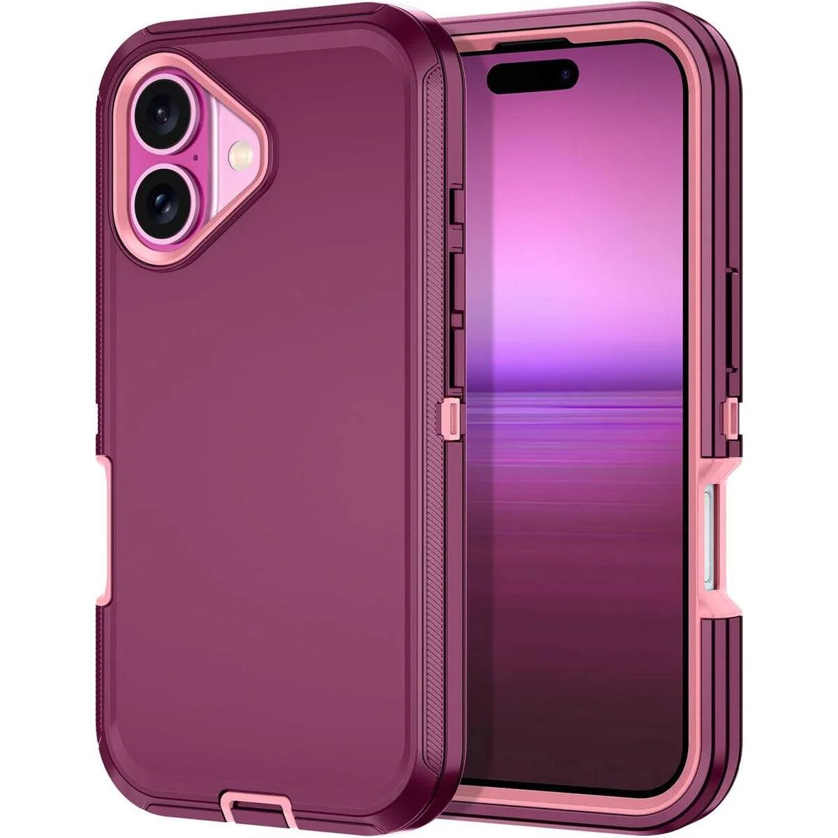 Entronix - Heavy Duty Triple-Layer iPhone 16 Case for Ultimate Protection - Purple