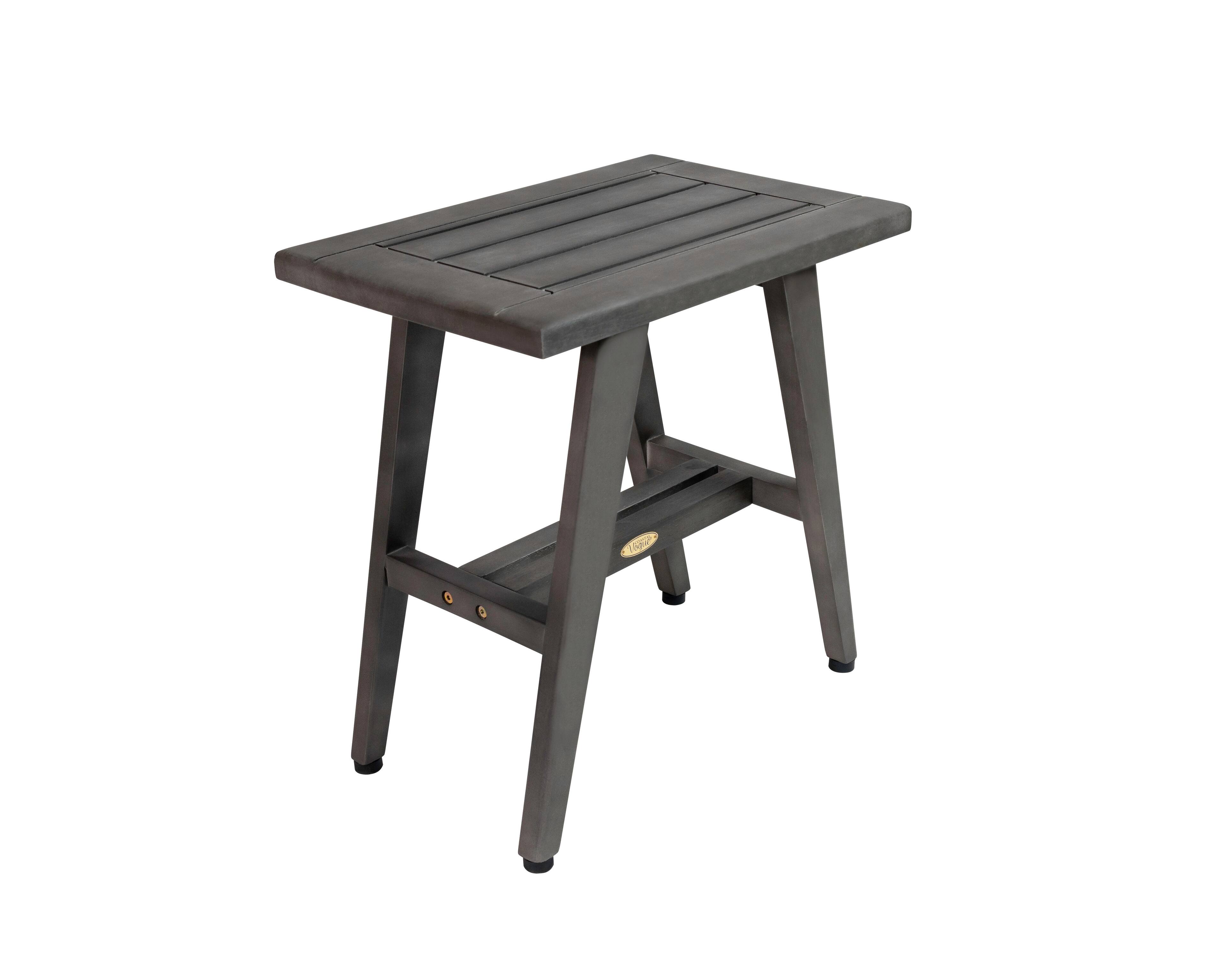 Left. CoastalVogue - CoastalVogue MidCentury 18” Shower Bench in Antique Gray Finish - Antique Gray.