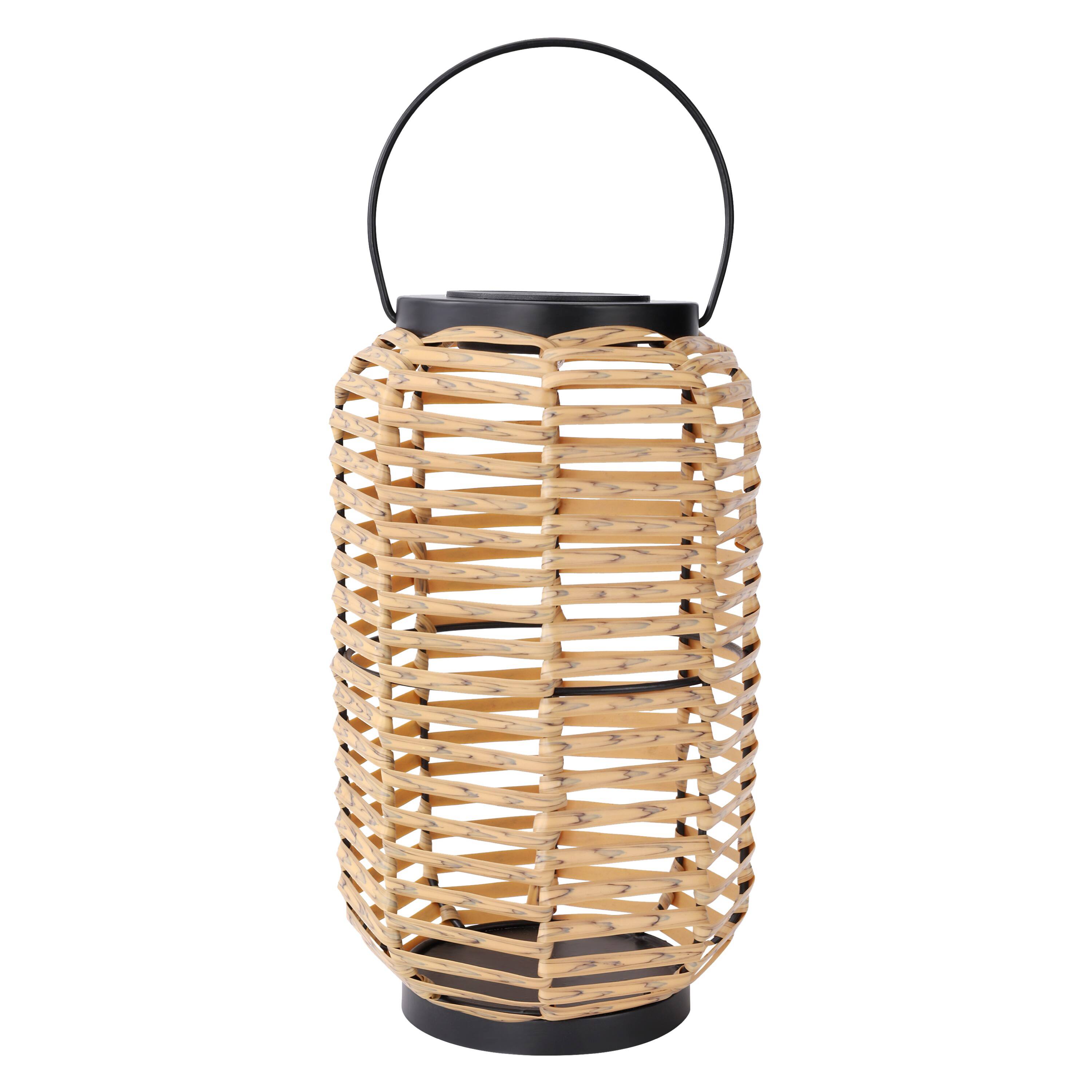 Alt View 5. Techko - Outdoor Solar Rattan-Style Portable LED Lantern with Handle.