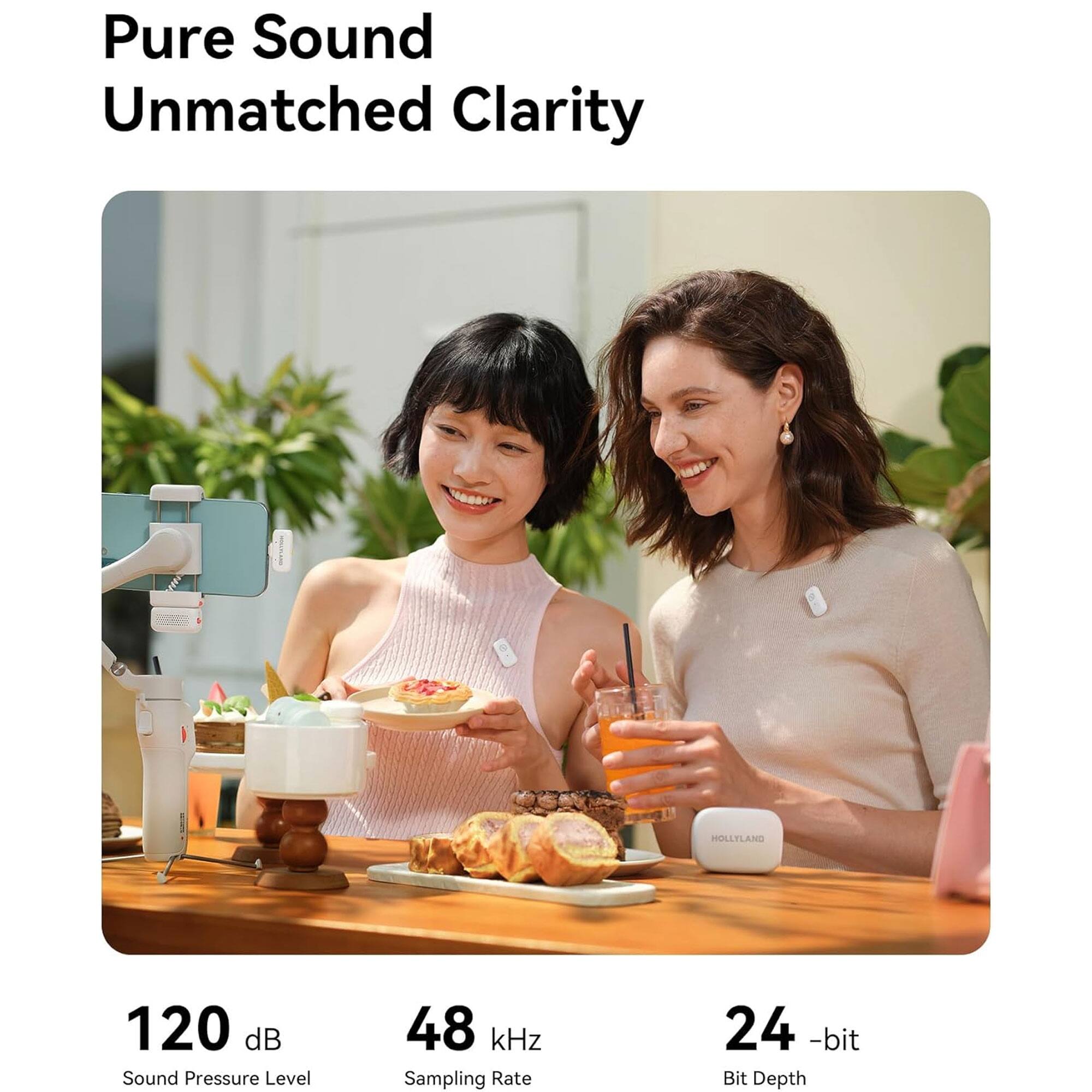 Pure Sound  
Unmatched Clarity  

120 dB  
Sound Pressure Level  

48 kHz  
Sampling Rate  

24 -bit  
Bit Depth