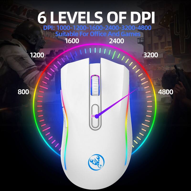 6 LEVELS OF DPI  
DPI: 1000-1200-1600-2400-3200-4800  
Suitable For Office And Games