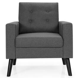 Pefilos - Mid-Century Upholstered Armchair Club Chair with Rubber Wood Legs, Thick Padded Cozy Lounge Chair, Leisure Sofa Chair - Gray