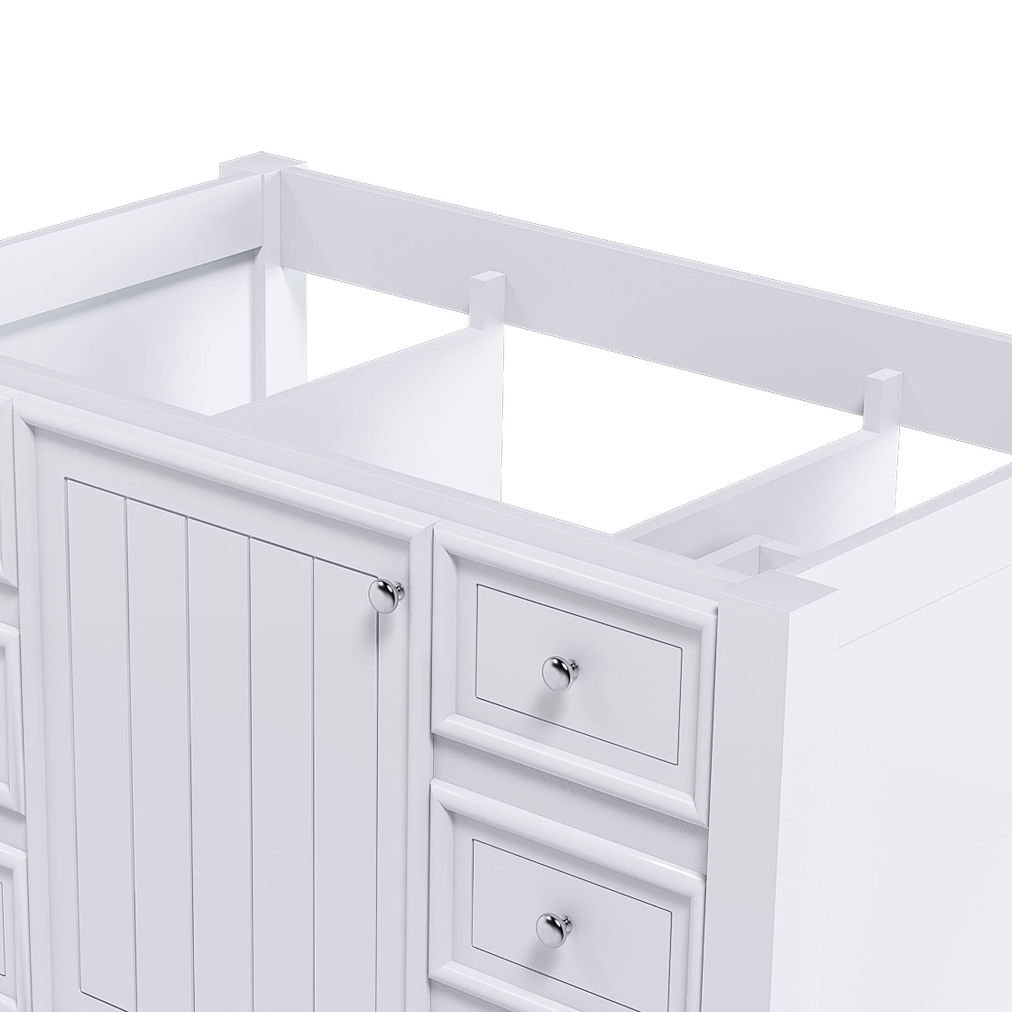 Alt View 5. TinyHomie - 36 inch bathroom vanity without sink featuring one cabinet and three drawers in white - White.