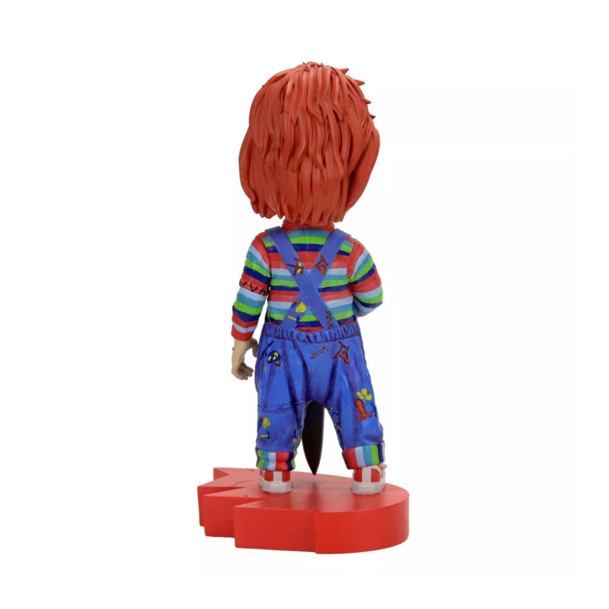 Left. NECA - NECA Bride of Chucky Head Knocker 7-Inch - Chucky (Heart Connect Base).