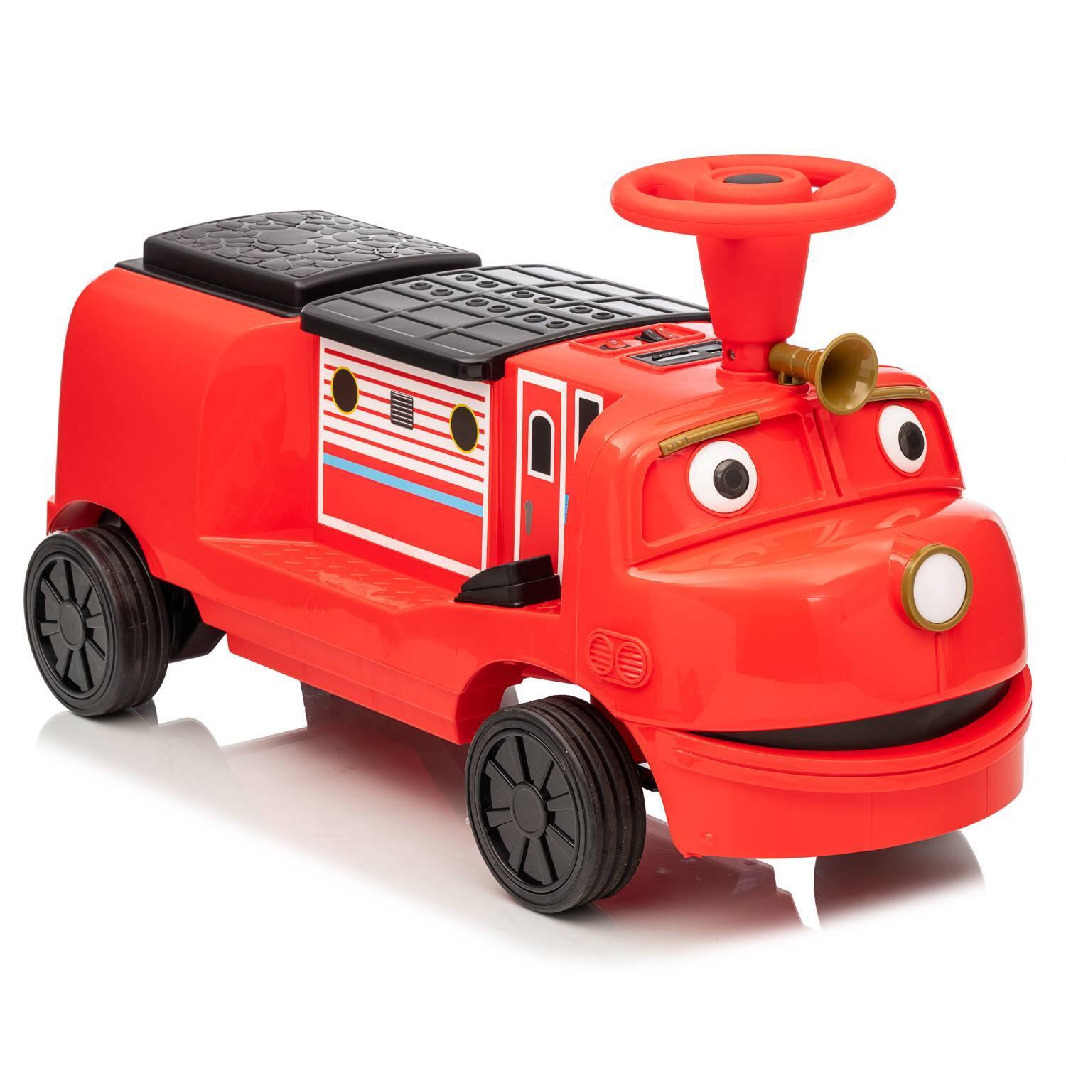 Front. Qeetex - 12V Kids Ride On Toy Car, 2-Seater Ride On Train Trackless , Red.