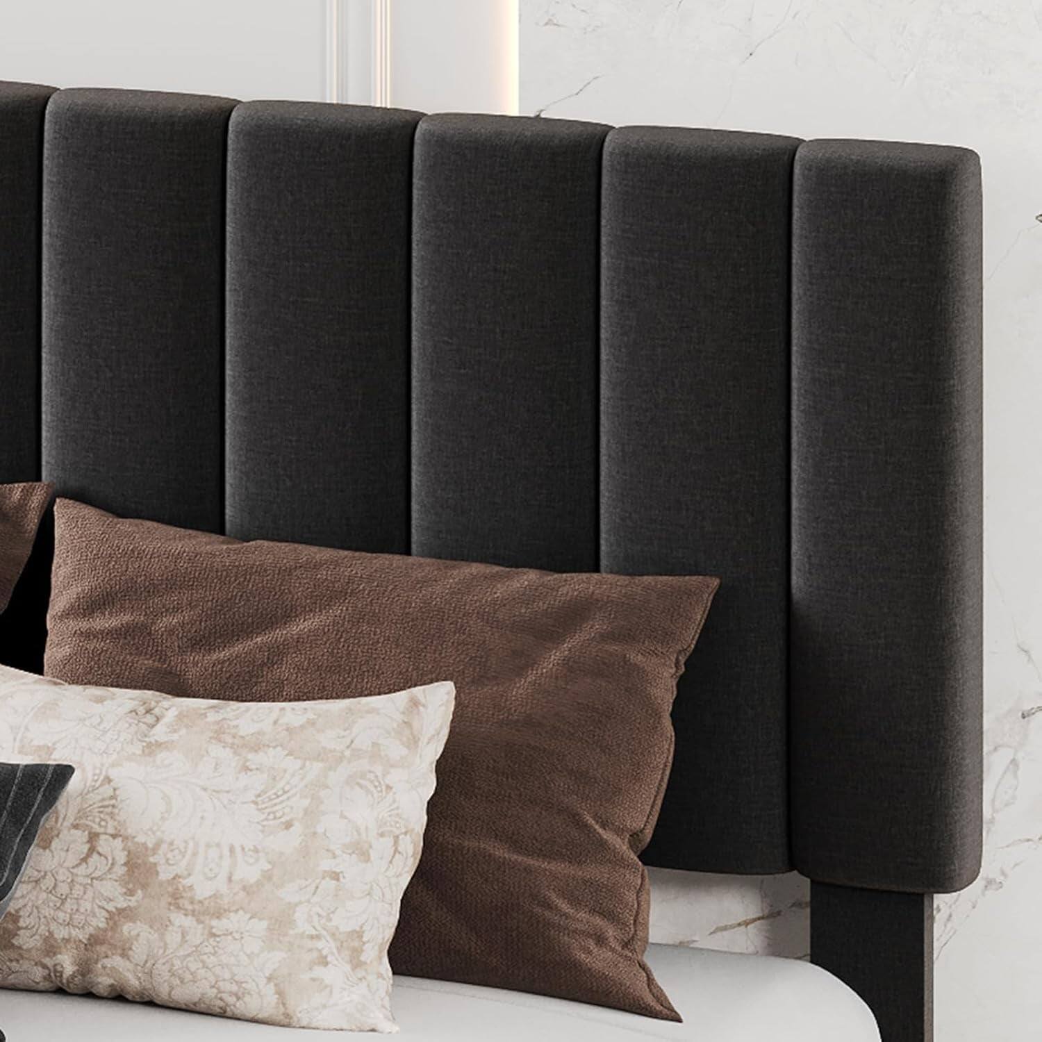 Alt View 4. GARVEE - Queen Upholstered Bed Frame Black 4 Storage Drawers Adjustable Headboard No Box Spring Modern - Black Queen.