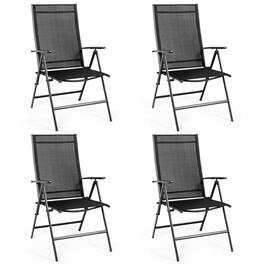 Gymax - 4PCS Folding Chair Patio Garden Outdoor w/ Steel Frame Adjustable Backrest - Black