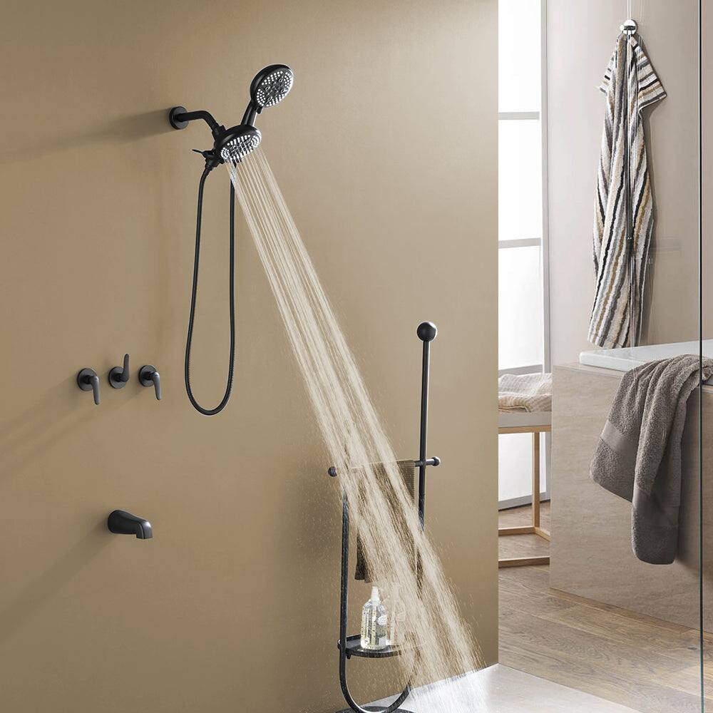 Alt View 3. Boyel Living - Matte Black Shower Set with Five Function Dual Shower Heads and Three Handle Control - Matte Black.