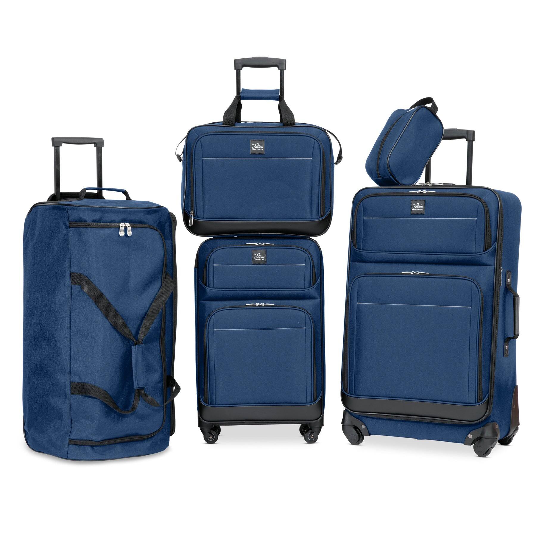 Front. Skyway - Seville 2.0 Softside 5 Piece Luggage Set, Poseidon Blue - Poseidon Blue.