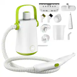 Ecooso - 1000W Portable Handheld Steam Cleaner, 10 Accessories, Chemical-Free Multi-Surface Steamer for Kitchen & Bath - White