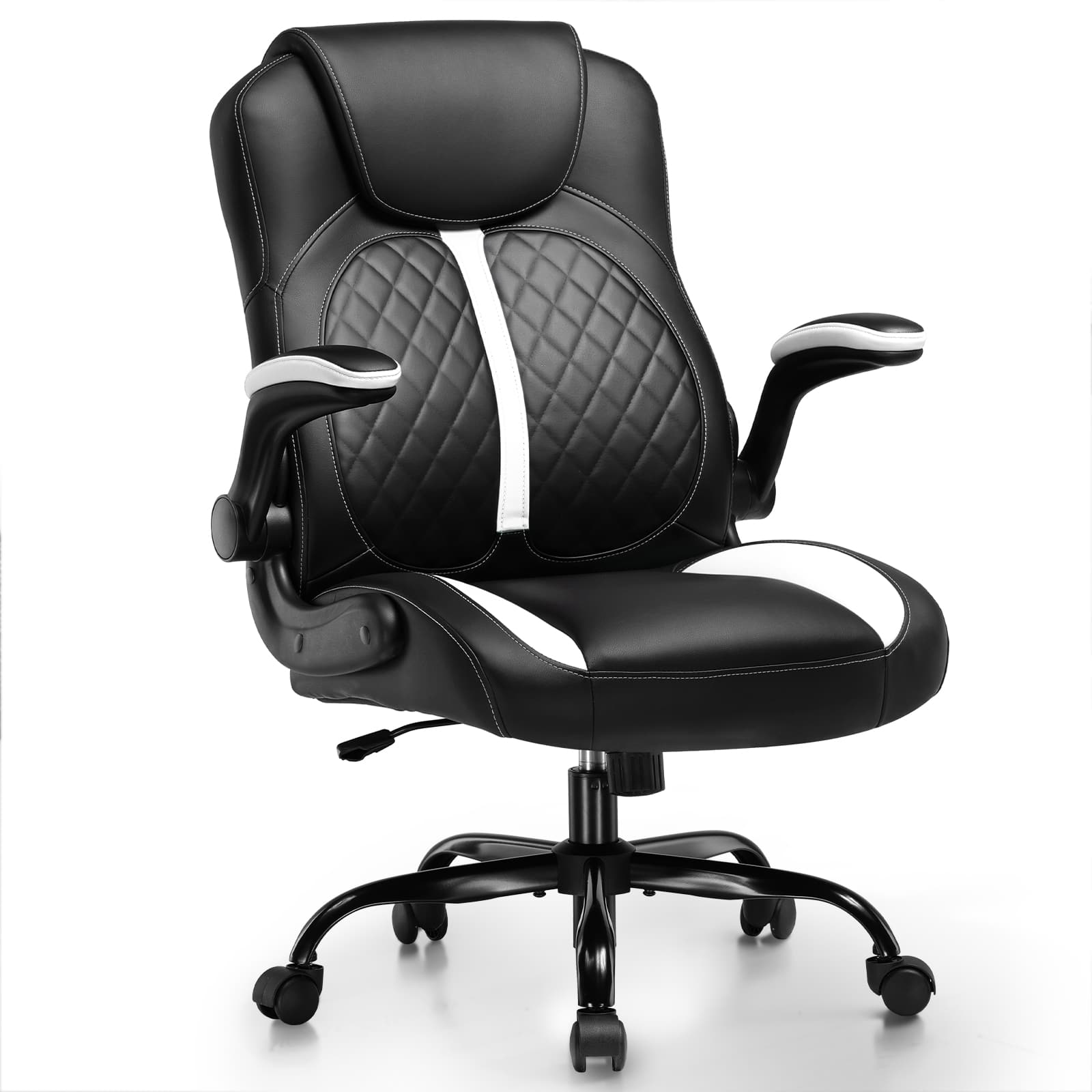 Front. GTPlayer - Ergonomic Office Chair with Flip-Up Armrests High-Density Foam Seat Executive Computer Chair,White - White.