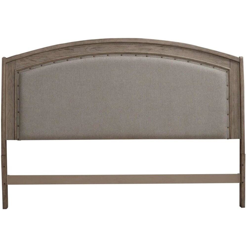 Left. Liberty Furniture Industries - Avalon Queen Upholstered Headboard with Oak Wood Frame - Burnished Beige - Upholstered Burnished Beige.