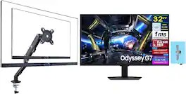 Samsung - Odyssey G7 (G70D) 32" 4K UHD IPS Monitor, HDMI, (LS32DG702ENXZA) w/DKZ Hub & ErgoFlexy Single Mount Arm - Black
