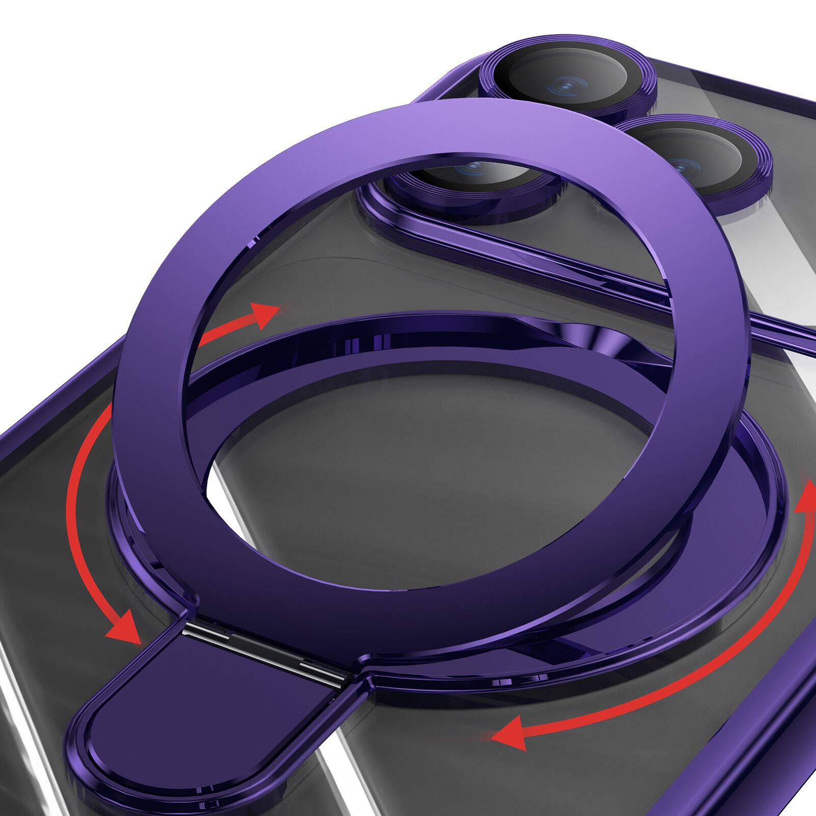 Alt View 2. Dteck - Dteck MagSafe Compatible Case for Apple iPhone 17 Pro Max with Plating Ring Stand Lens Protection Cover - Darkpurple.