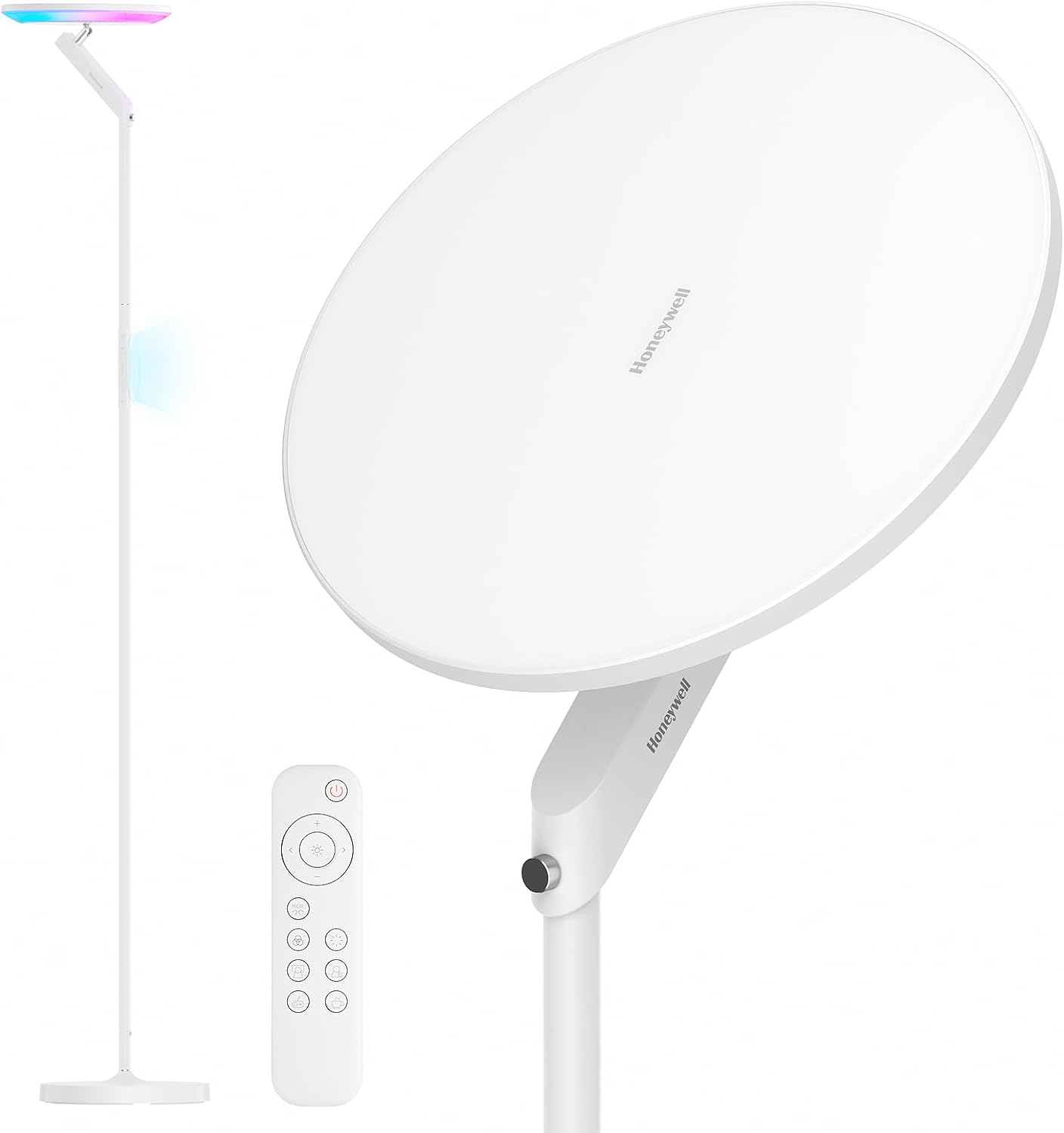Honeywell - 3000LM LED Sunturalux™ Eye-Caring Floor Lamps with Remote Control 2700-5000K 6 RGB Modes RGB Standing Lamp - White