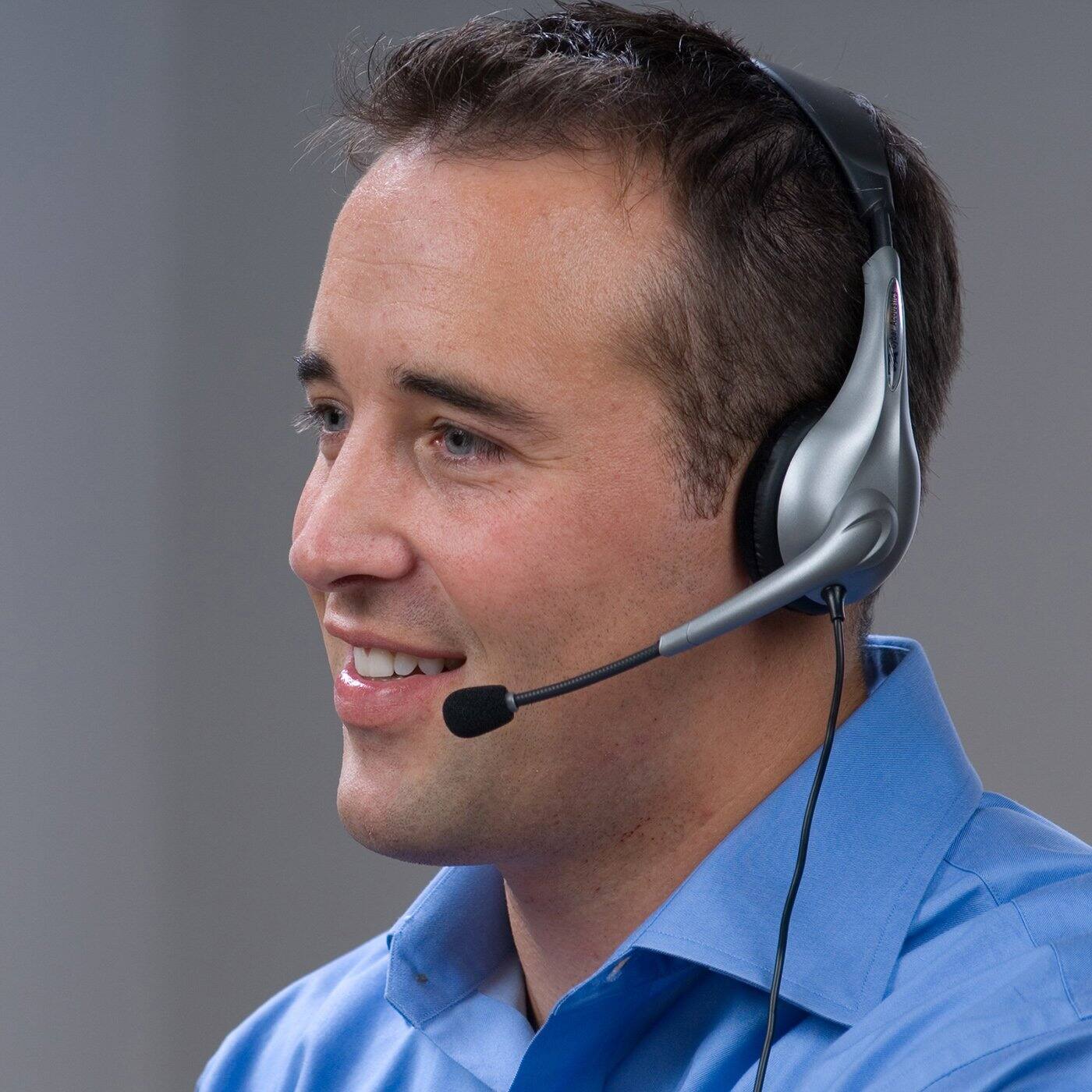 Alt View 7. Cyber Acoustics - Cyber Acoustics AC-840 Usb Mono Headset Internet Communication & Boom Mic - Over-the-head - Red.